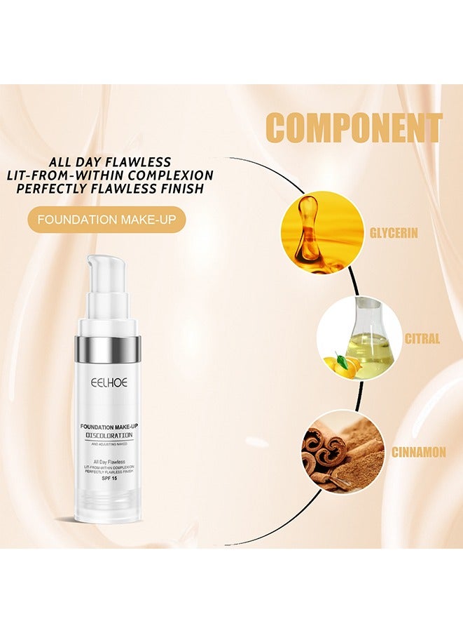 EELHOE كونسيلر سائل يتغير لونه مع أساس مرطب يدوم طويلاً ومقاوم للماء ومقاوم للعرق وخالي من المكياج يضيء لون البشرة - Image 3