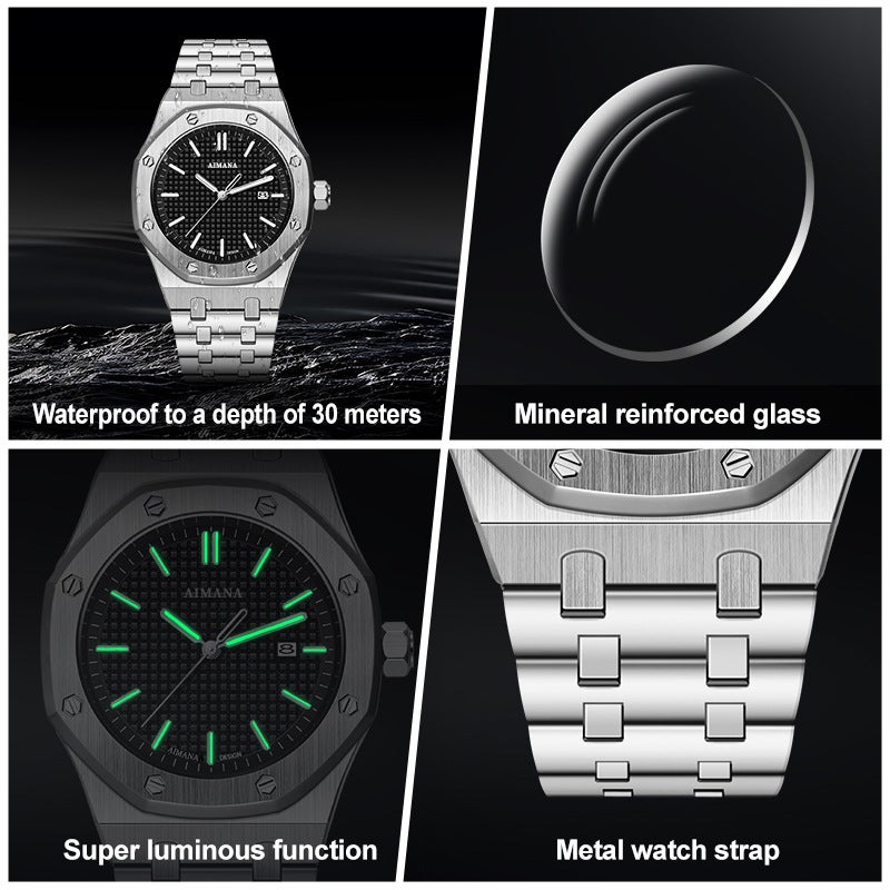 AIMANA Men's Waterproof Quartz Watch with Luminous Hands - Stylish and Durable, Ideal for Daily Wear - Image 5