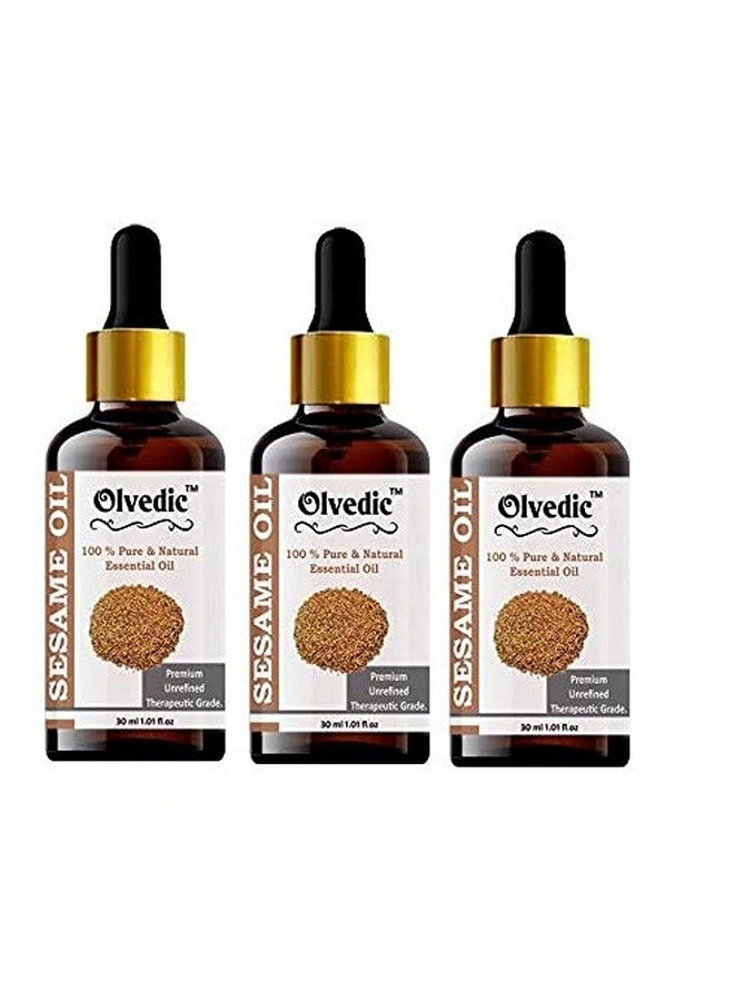 Olvedic Grapeseed Essential Oil Pure & Organic Therapeutic Grade Undiluted For Hair, Skin (Sesame, 90 ml) - Image 1