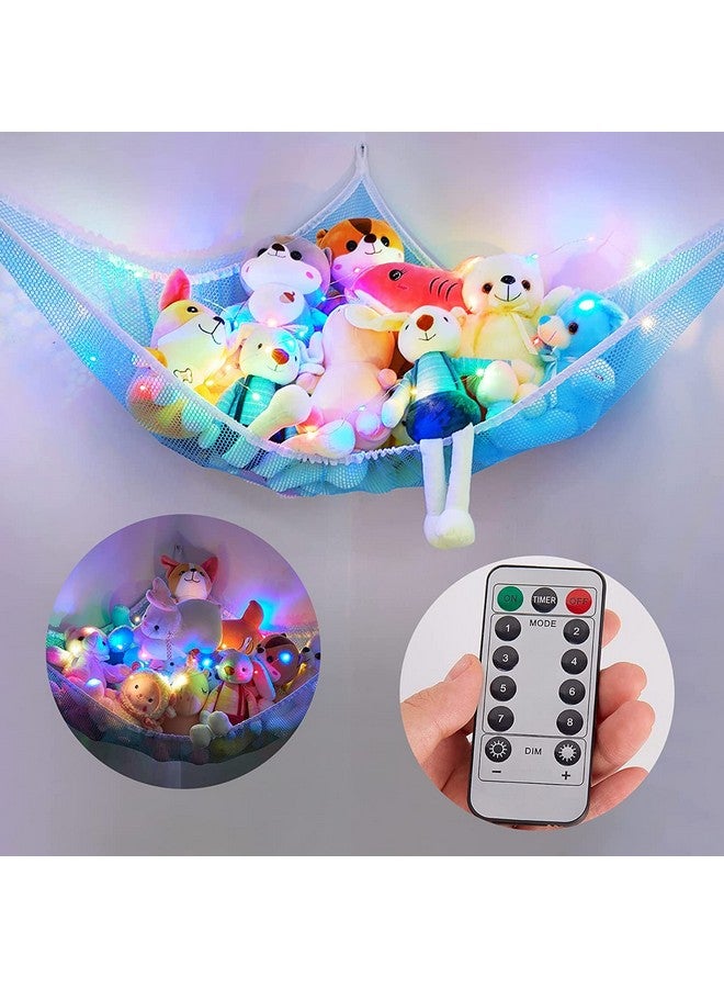 Basumee Stuffed Animals Net Or Hammock With Led Light Hanging Toy Net Hammock For Stuffed Animals Storage Stuff Animals Hammocks For Nursery Kids Room With Remote Control 8 Kinds Of Lights(Pack Of 1) - Image 1