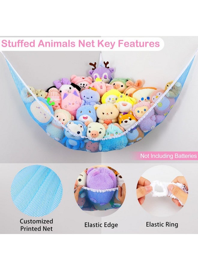 Basumee Stuffed Animals Net Or Hammock With Led Light Hanging Toy Net Hammock For Stuffed Animals Storage Stuff Animals Hammocks For Nursery Kids Room With Remote Control 8 Kinds Of Lights(Pack Of 1) - Image 4