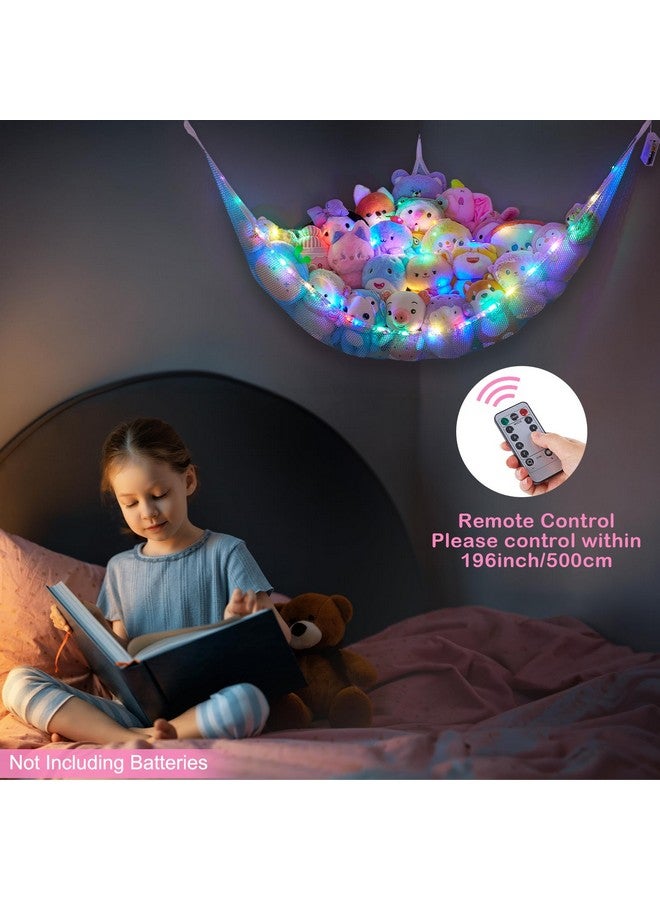 Basumee Stuffed Animals Net Or Hammock With Led Light Hanging Toy Net Hammock For Stuffed Animals Storage Stuff Animals Hammocks For Nursery Kids Room With Remote Control 8 Kinds Of Lights(Pack Of 1) - Image 5