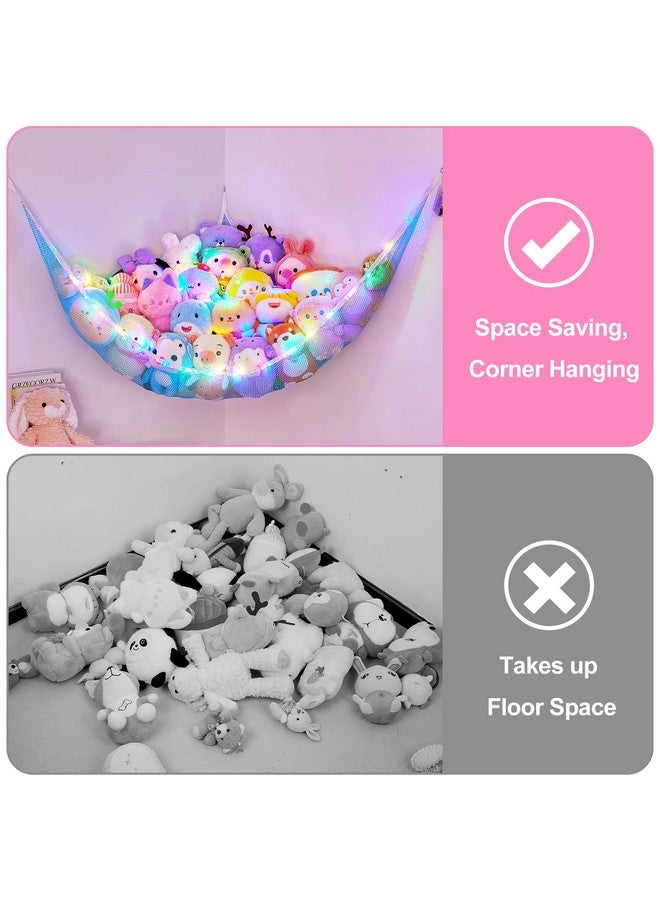 Basumee Stuffed Animals Net Or Hammock With Led Light Hanging Toy Net Hammock For Stuffed Animals Storage Stuff Animals Hammocks For Nursery Kids Room With Remote Control 8 Kinds Of Lights(Pack Of 1) - Image 3