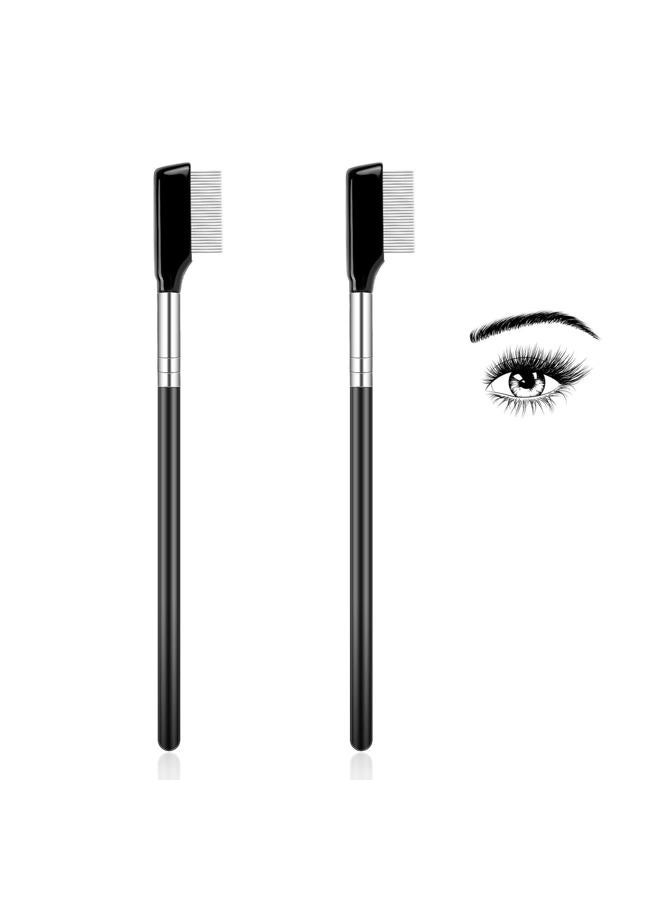 Sliverdew Metal Eyelash Comb,2 Pack Metal Eyelash Brush Eyelash Separator Tool Eyebrow Brush Grooming Eyelash Separator Grooming Brushes with Metal Teeth Eye Makeup Brush Tool for Women - Image 1