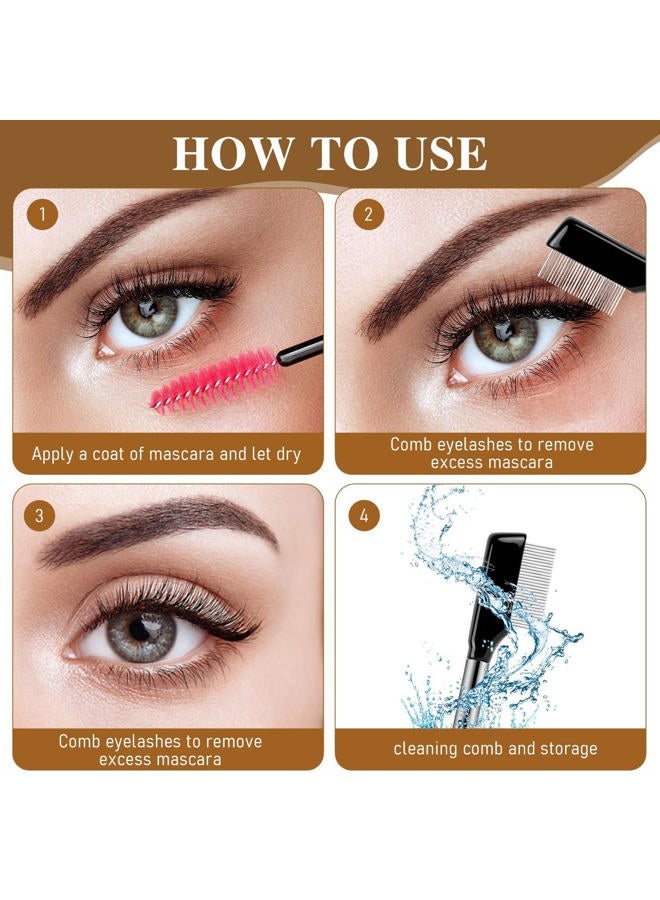 Sliverdew Metal Eyelash Comb,2 Pack Metal Eyelash Brush Eyelash Separator Tool Eyebrow Brush Grooming Eyelash Separator Grooming Brushes with Metal Teeth Eye Makeup Brush Tool for Women - Image 2