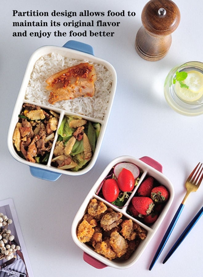 XiuWoo 2 Piece Microwave Heating High Ceramic Lunch Boxes 1050ml, 850ml with Insulation Bag  - Image 3