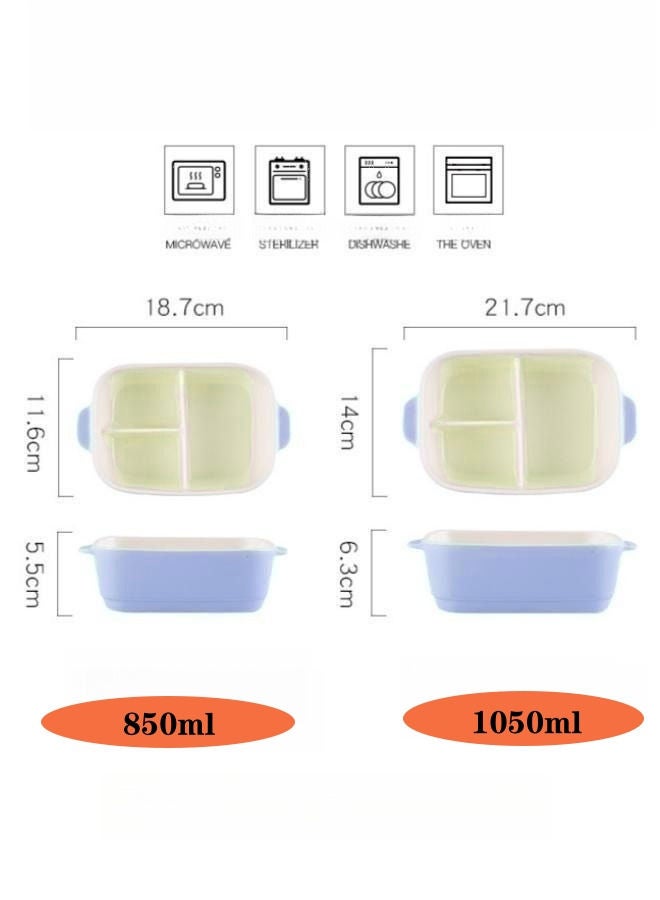XiuWoo 2 Piece Microwave Heating High Ceramic Lunch Boxes 1050ml, 850ml with Insulation Bag  - Image 4