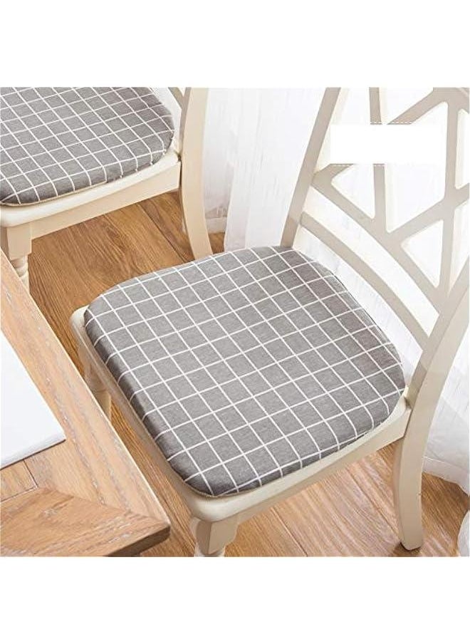 Generic - Simple Cotton Linen Kitchen Chair Pads Non Slip Cushion Removable, Washable (Gray 2, Set of 4) - Image 1
