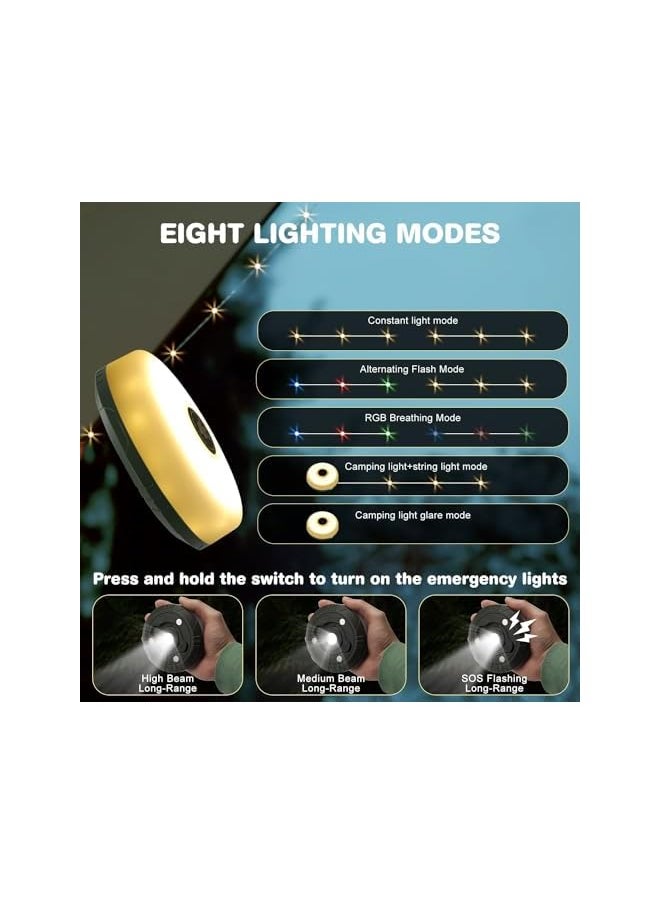 The Bros Camping String Lights 32.8ft, Warm and Colorful LED Camp Lights with 8 Modes Waterproof IP44 Rechargeable Outdoor Hanging Lamps for Hiking Tenting Yard Patio Party Decorations (10M)  - Image 3