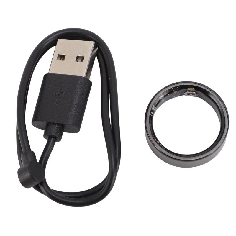 خاتم الصحة الذكي: الحجم 12 أسود مقاوم للماء بمعدل IP68 - مراقب اللياقة البدنية بخوارزمية تتبع GPS وسيطرة بالإيماءات خفيف وغير مزعج لمراقبة النشاط اليومي والسباحة والركض والنوم - Image 1