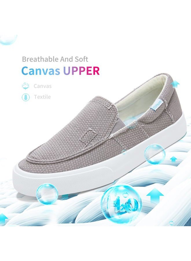 Obtaom Slip On Shoes Canvas Slip On Sneakers Comfy Arch Support Flats Casual Canvas Fashion Sneaker(Grey,11 Women/9 Men) - Image 3