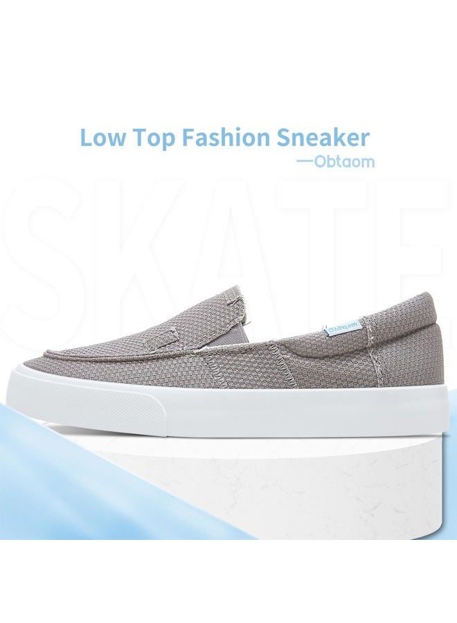 Obtaom Slip On Shoes Canvas Slip On Sneakers Comfy Arch Support Flats Casual Canvas Fashion Sneaker(Grey,11 Women/9 Men) - Image 2