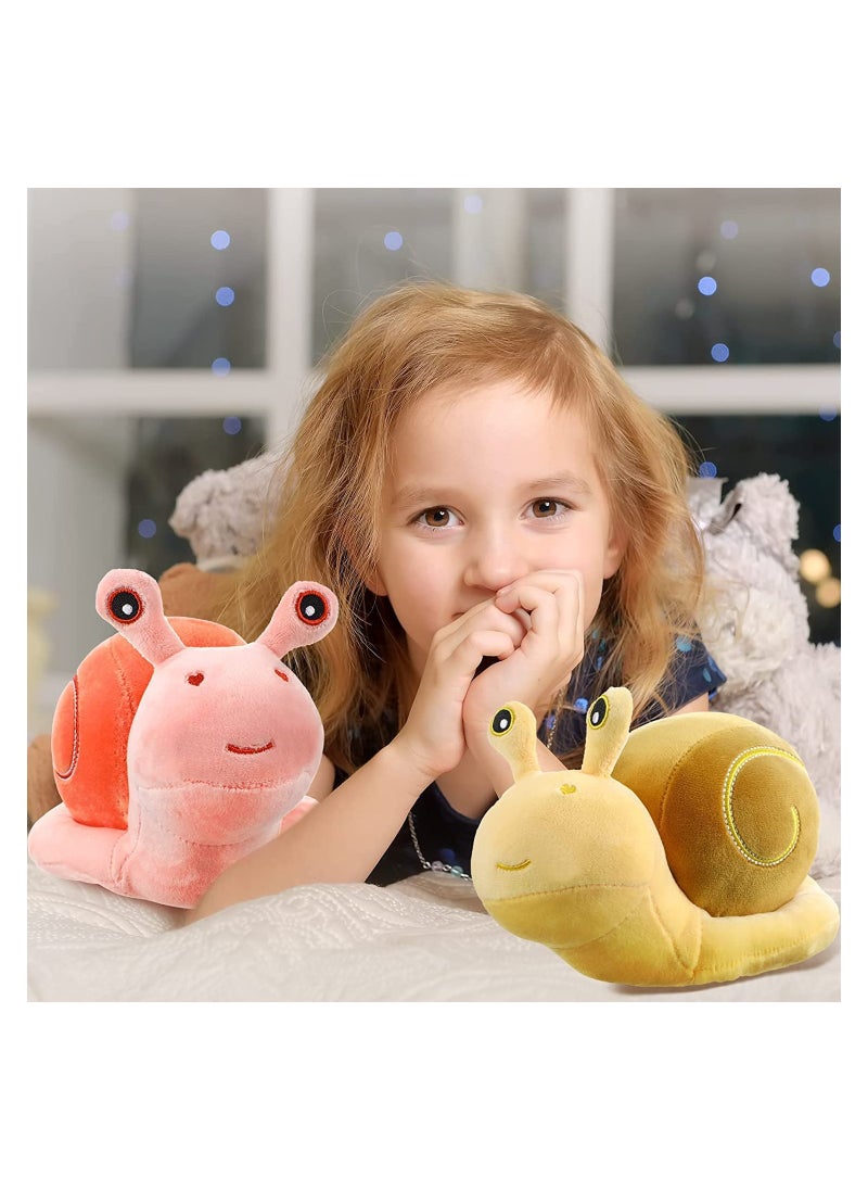 SYOSI - 2 Pieces Snail Doll Plush Toy 7.87 Inch Cartoon Lovely Birthday Gift C ute Soft Snail Plush Toy Snail Stuffed Animal Toy Kawaii Animal Pillow for Home Decoration Gift Pink, Yellow - Image 1