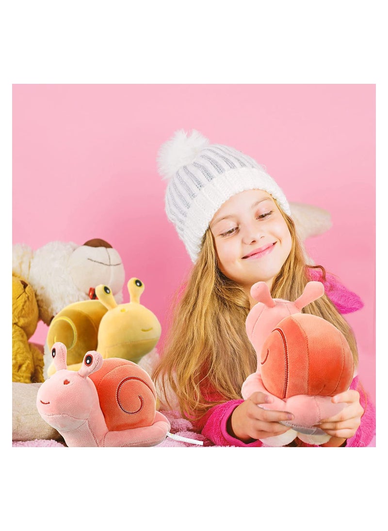 SYOSI - 2 Pieces Snail Doll Plush Toy 7.87 Inch Cartoon Lovely Birthday Gift C ute Soft Snail Plush Toy Snail Stuffed Animal Toy Kawaii Animal Pillow for Home Decoration Gift Pink, Yellow - Image 1