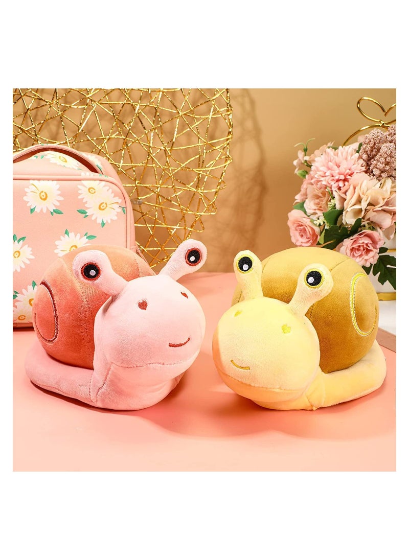 SYOSI - 2 Pieces Snail Doll Plush Toy 7.87 Inch Cartoon Lovely Birthday Gift C ute Soft Snail Plush Toy Snail Stuffed Animal Toy Kawaii Animal Pillow for Home Decoration Gift Pink, Yellow - Image 1