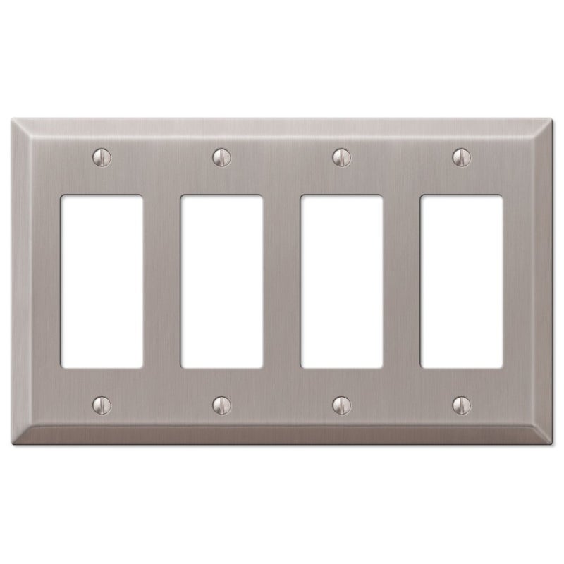 Amerelle 163R4Bn Century Quadruple Rocker Steel Wallplate In Brushed Nickel - Image 1