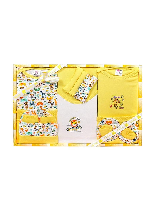 Baby Station 13 Pcs Cotton Gift Set For New Born Baby/Infants| Baby Shower Giftpack | Unisex Gift Set | Baby Boys | Baby Girls (Pack Of 13, Yellow) - Image 1