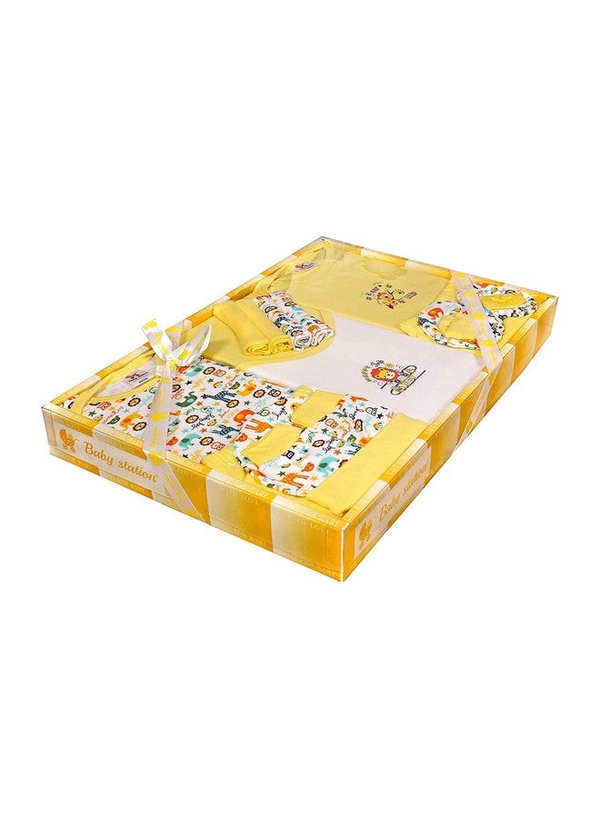 Baby Station 13 Pcs Cotton Gift Set For New Born Baby/Infants| Baby Shower Giftpack | Unisex Gift Set | Baby Boys | Baby Girls (Pack Of 13, Yellow) - Image 2
