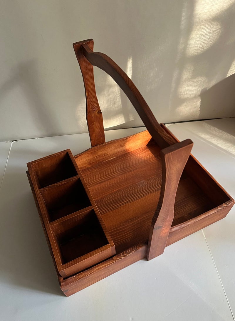 Wooden Kitchen Organizer Caddy with Handle – Multi-Purpose Countertop Storage for Cutlery | Utensil Holder - Image 2