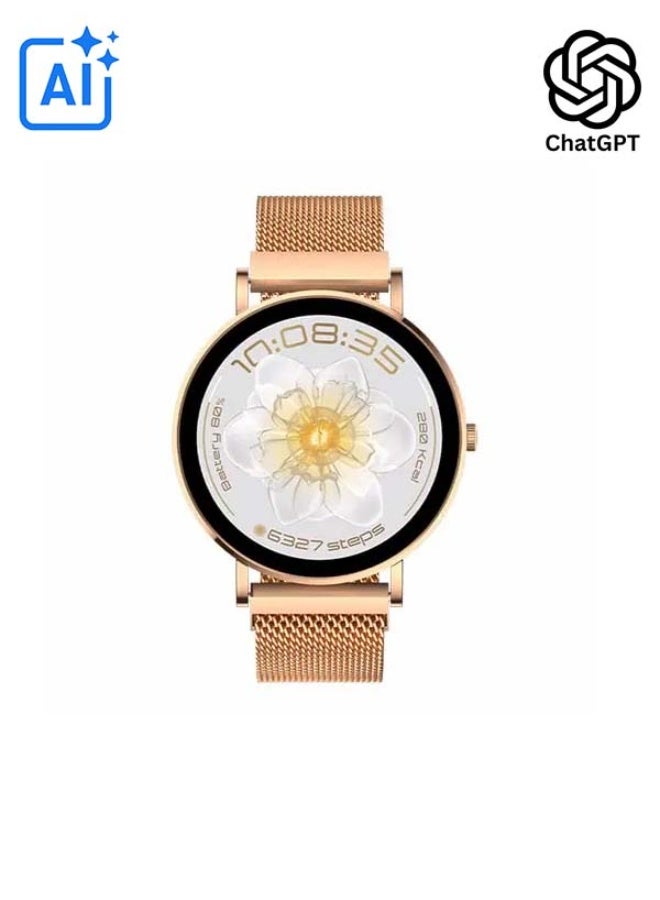 Aurafit Smartwatch  Ella 3 for Women – AMOLED Display – Comprehensive Health Tracking – Up to 7 Days Battery Life – Elegant Design – Rose Gold Color - Image 1