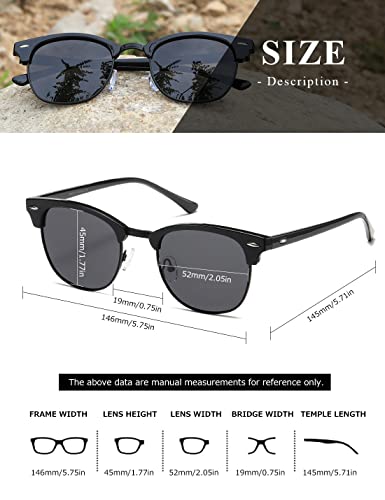 AEVOGUE Polarized Sunglasses For Women And Men Semi Rimless Frame Retro Sun Glasses AE0369 (Glossy Black&Transparent Brown Blue) - Image 5
