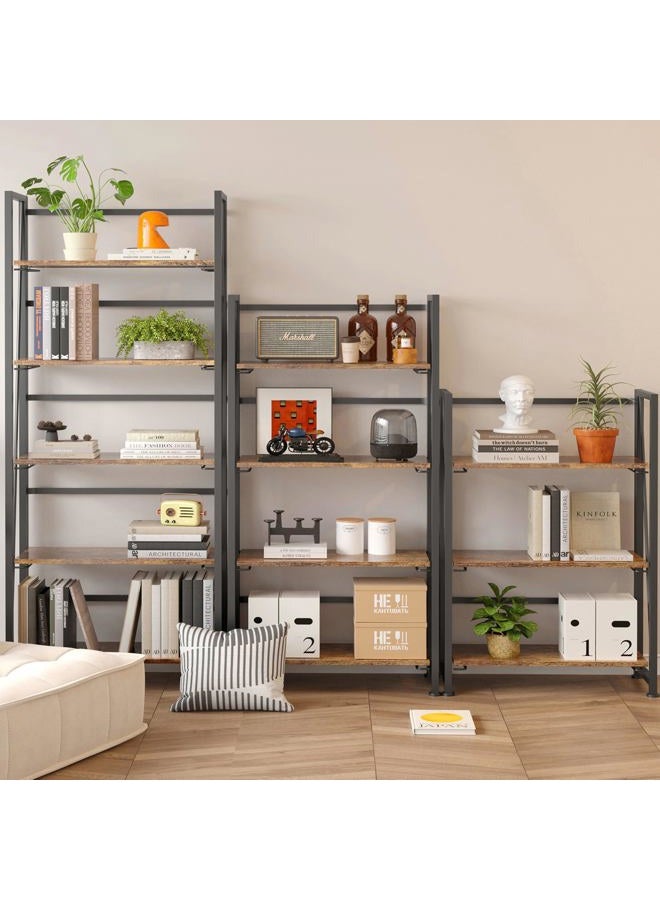 BHG Vintage Multifunctional Bookcase Folding Bookshelf, No-Assembly Plant Stand Storage Rack Shelves for Home Office (Fire, 4-Tier) - Image 4