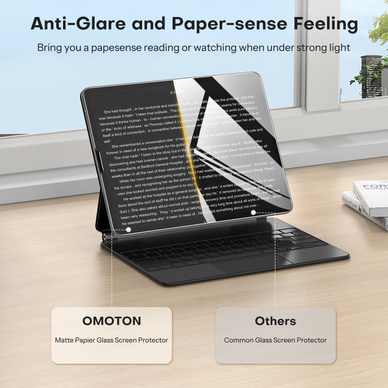 OMOTON PAPERSENSE Paper Screen Protector for iPad Pro 12.9 Inch, 6/5/4/3th (2022/2021/2020/2018), Matte Glass with Easy Install Dust-free Tray, Apple Pencil Support, Paper-feel, Anti-glare, 2 Pack - Image 5