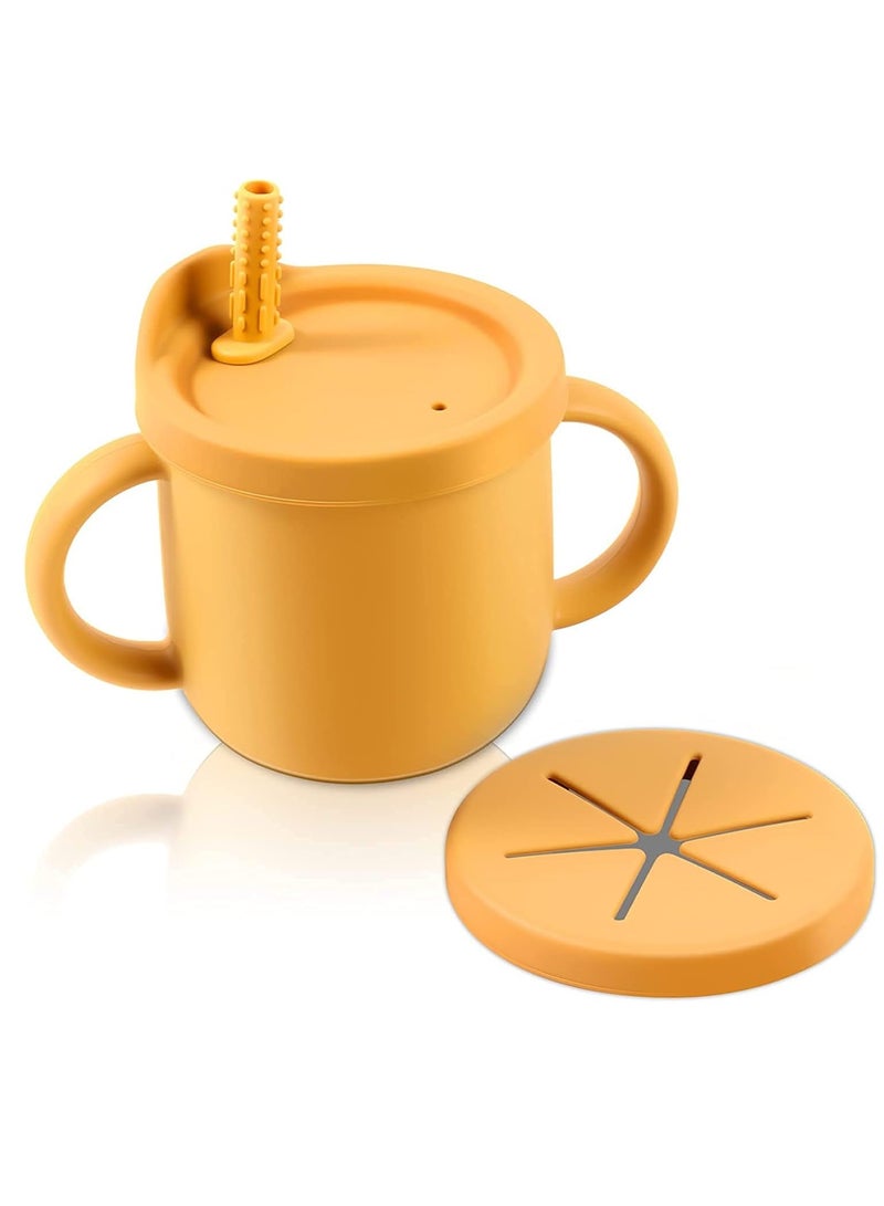 Gonice Silicone Sippy Cups for Baby, Toddlers Sippy Cup & Snack Container 2-in-1, Spill Proof Baby Straw Cup - Image 1