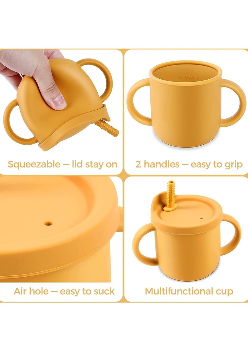 Gonice Silicone Sippy Cups for Baby, Toddlers Sippy Cup & Snack Container 2-in-1, Spill Proof Baby Straw Cup - Image 5