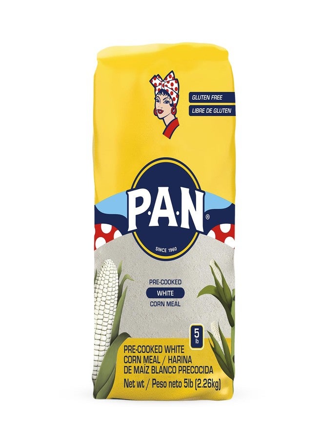 P.A.N. White Corn Meal – Pre-cooked Gluten Free and Kosher Flour for Arepas (5 lb/Pack of 1) - Image 1