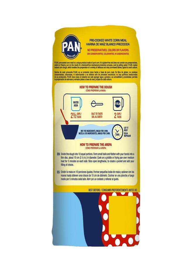 P.A.N. White Corn Meal – Pre-cooked Gluten Free and Kosher Flour for Arepas (5 lb/Pack of 1) - Image 2