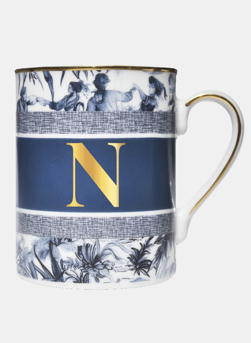 Baci milano Porcelain Coffee Mug - Letter N (10.5 cm), Alphabet Mug with Gold Trim, Customized Mug for Coffee or Tea, Versailles-Inspired Design, Gifts for Women (Incl Gift Box) - Image 1