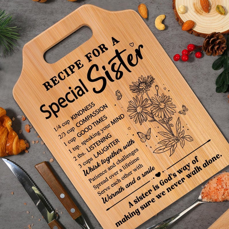 Milcier Gifts for Sister, Sister's Birthday Gifts from Sister, Recipe for A Special Cutting Board, Christmas Mothers Day Present for Sisters - Image 2