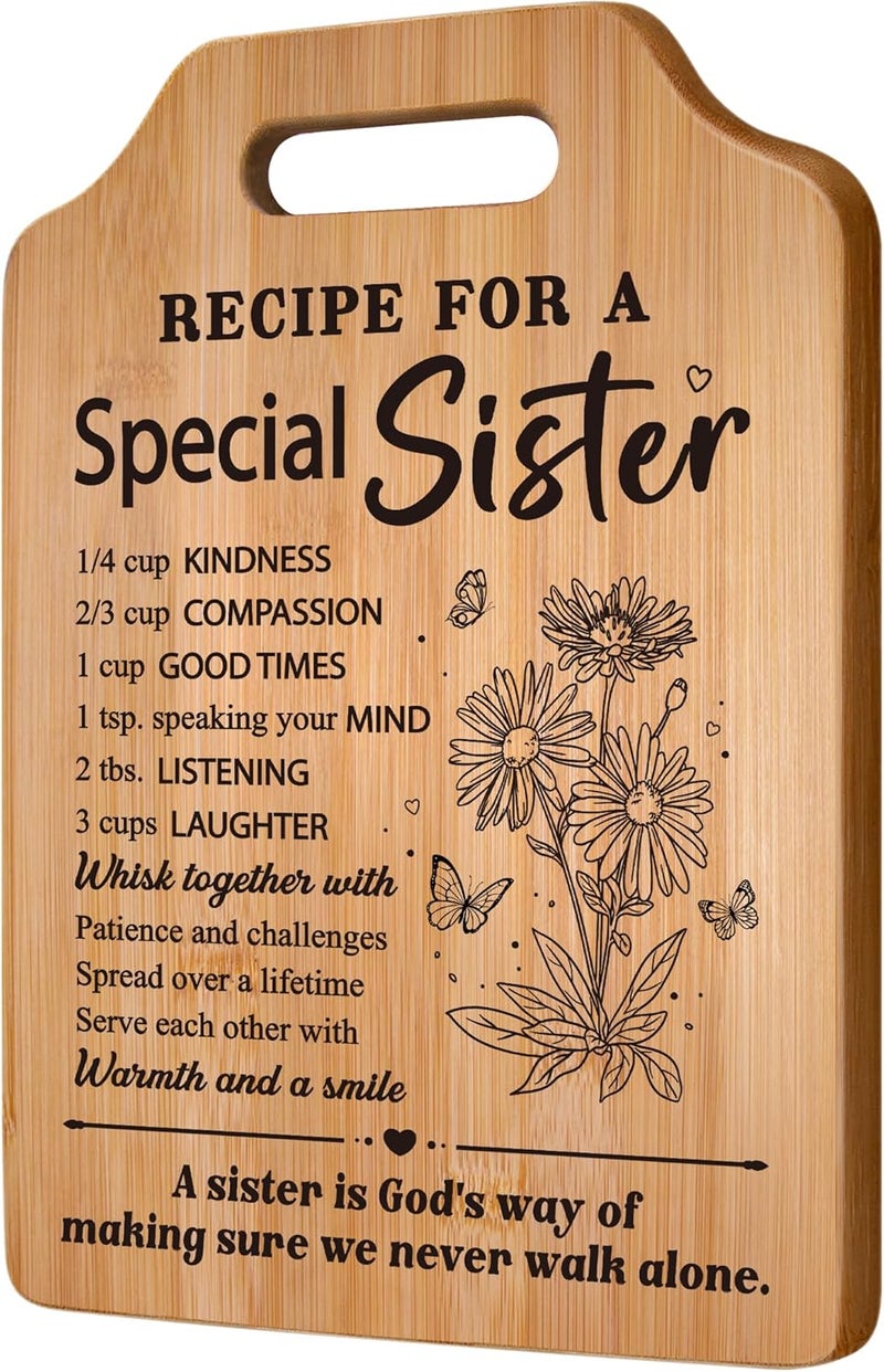 Milcier Gifts for Sister, Sister's Birthday Gifts from Sister, Recipe for A Special Cutting Board, Christmas Mothers Day Present for Sisters - Image 1
