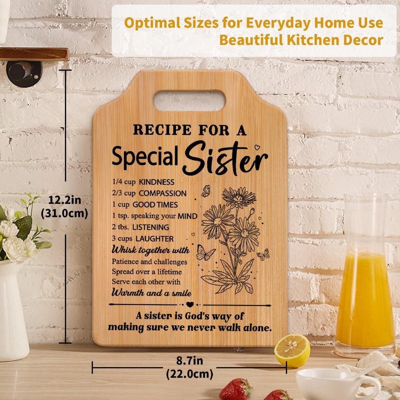 Milcier Gifts for Sister, Sister's Birthday Gifts from Sister, Recipe for A Special Cutting Board, Christmas Mothers Day Present for Sisters - Image 3