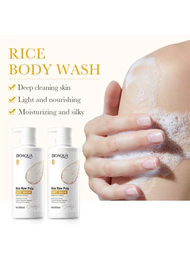 BIOAQUA Rice Raw Pulp Silk Moisturizing Body Wash 500ml - Image 4