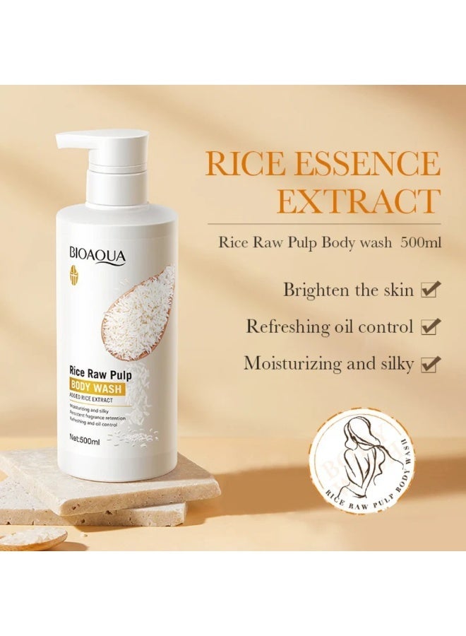BIOAQUA Rice Raw Pulp Silk Moisturizing Body Wash 500ml - Image 2