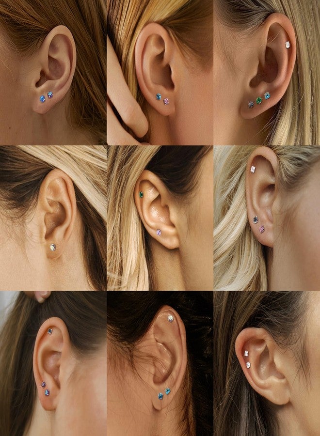 Yadoca 21Pairs Hypoallergenic Surgical Steel Earrings - Flat Back Stud Earrings for Women Men - 20G Small Flatback Stud Earrings - Screw Back Cartilage Earring Sets for Multiple Piercing - Image 4