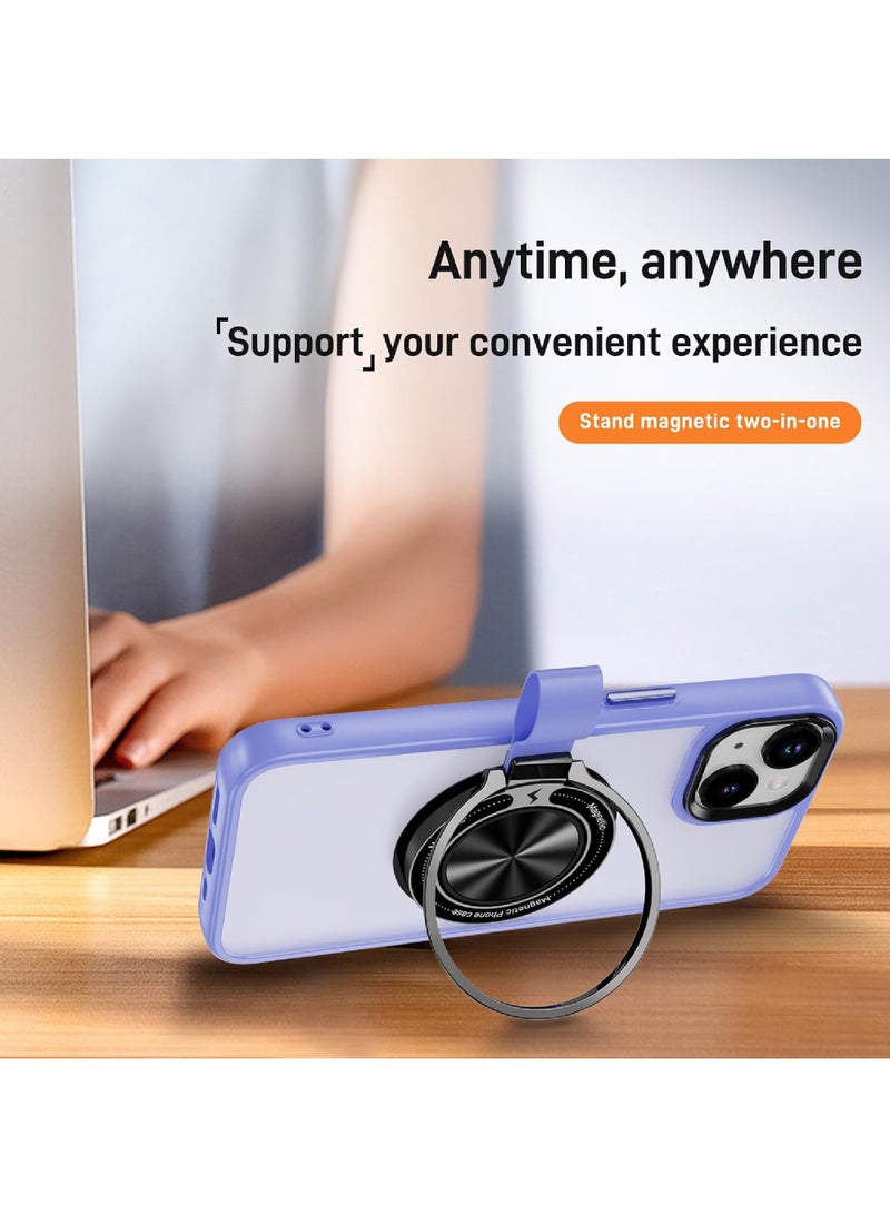 Rock Pow For iPhone 15 Magnetic Ring Case [Compatible with MagSafe Charging] 360° Rotatable Grip Holder Kickstand Slim fit Non-Slip Shockproof Phone Case for iPhone 15 6.1'' - Image 4