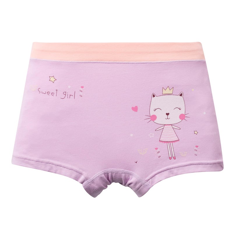 Core Pretty Cute Kitty Cat Print Girls Cotton Underwear - Super Soft Breathable Boy Shorts Panties for Kids (5-Pack) - Comfortable Boxer Briefs for Sweet Girls 8-12 Years - Image 3