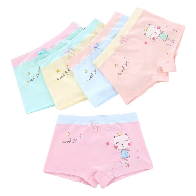 Core Pretty Cute Kitty Cat Print Girls Cotton Underwear - Super Soft Breathable Boy Shorts Panties for Kids (5-Pack) - Comfortable Boxer Briefs for Sweet Girls 8-12 Years - Image 1