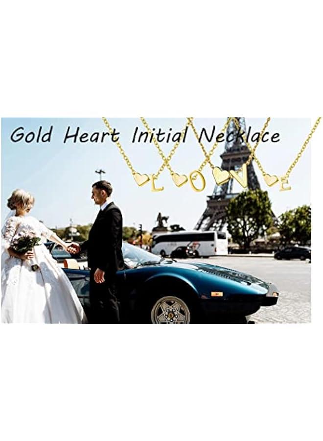 رينكس قلادة القل الأولية المطلية الذ عيار 18K م الفولاذ المقاوم للصدأ قلادة قل صغيرة مخصصة اسم الألية الأولى مع  حرف الح AZ 26 حرفًا أوليًا أ) - Image 3