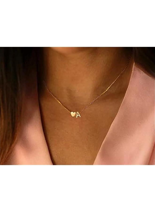رينكس قلادة القل الأولية المطلية الذ عيار 18K م الفولاذ المقاوم للصدأ قلادة قل صغيرة مخصصة اسم الألية الأولى مع  حرف الح AZ 26 حرفًا أوليًا أ) - Image 4