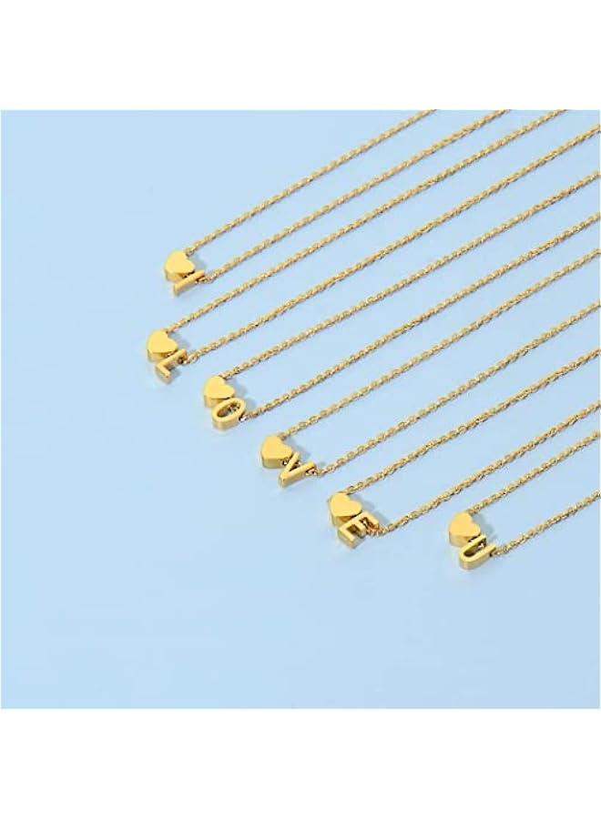 رينكس قلادة القل الأولية المطلية الذ عيار 18K م الفولاذ المقاوم للصدأ قلادة قل صغيرة مخصصة اسم الألية الأولى مع  حرف الح AZ 26 حرفًا أوليًا أ) - Image 5