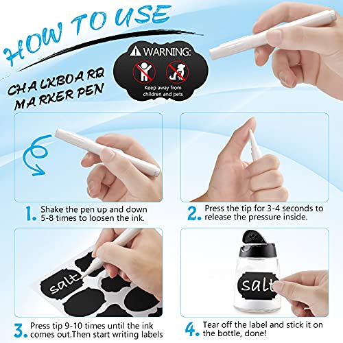 BESIMOY Chalkboard Labels - 180pcs Waterproof Reusable Blackboard Stickers with 2 Free Erasable White Chalk Marker, Mini Decorative Chalk Labels for Jars Containers Kitchen Home Pantry Office - Image 4