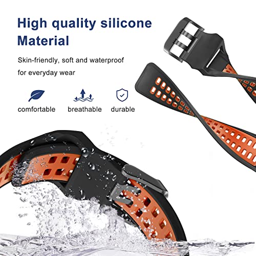 OVERSTEP Compatible Garmin Fenix 7X Band, 26mm Quick Release Silicone Strap for Fenix 6X/6X Pro/5X/5X Plus/3/3 HR Smartwatch (Black-Orange) - Image 4