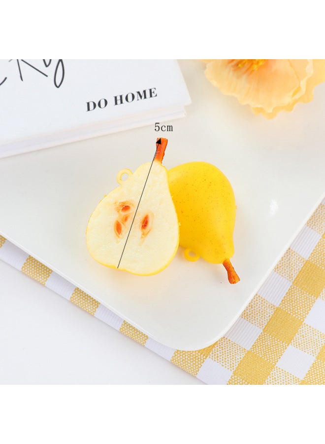 Simulation Fruit Pendant Simulation Mini Half Fruit For Apple Watermelon Pitaya Kiwi Model Exclusive-Color:Half A Pear-Specifications:Model  - Image 1