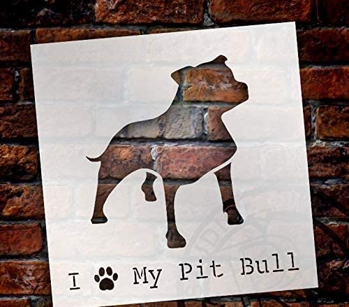 ivana's Ivana's I Heart My Pit Bull with Paw Print Stencil | Reusable Mylar Template | Paint Wood Sign | Craft Dog Breed Lover Gift - Family - Friends | DIY Pet Home Decor | Size (12 x 12 inches) - Image 2