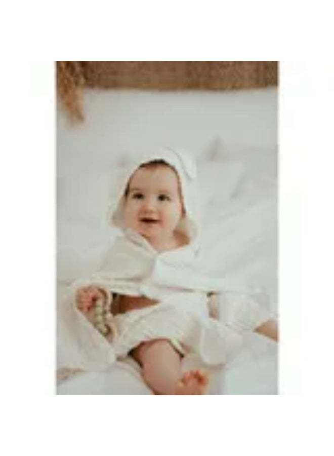 Anvi Baby - Organic Muslin Hooded Towel - White - Image 2