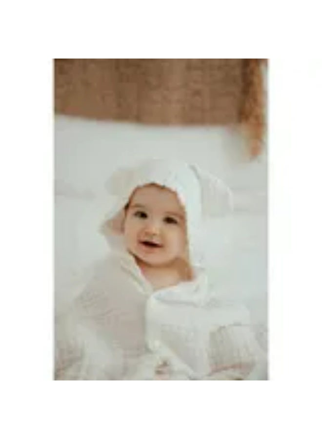 Anvi Baby - Organic Muslin Hooded Towel - White - Image 4